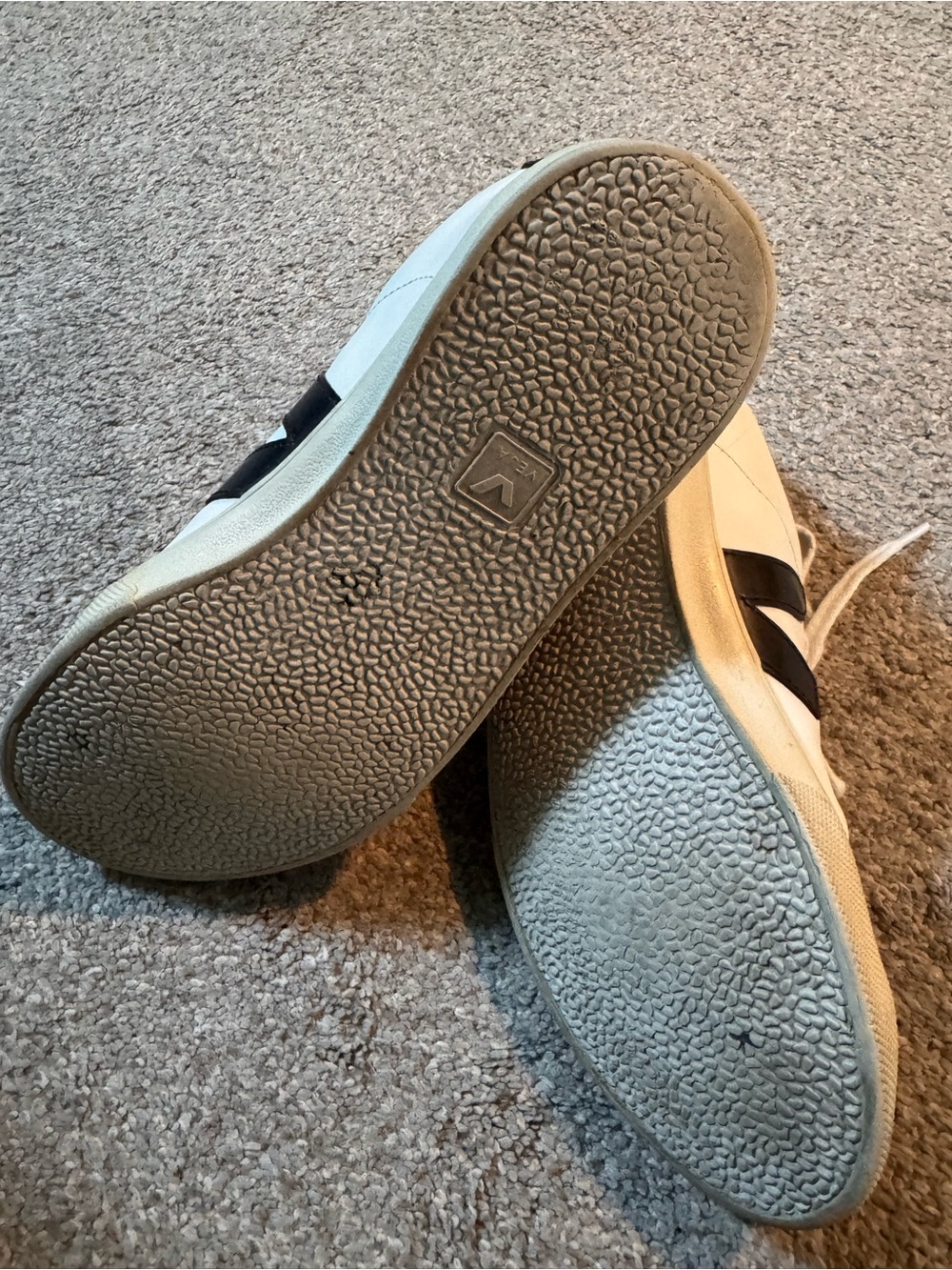 Veja White Leather Sneakers with Black V Accent - Picture 4 of 5